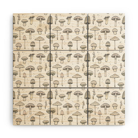 Barlena Mushrooms Pattern Wood Wall Mural