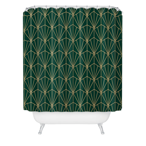 Becky Bailey Art Deco Vector in Green Shower Curtain