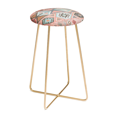 Becky Bailey Aztec Artisan Tribal in Pink Counter Stool