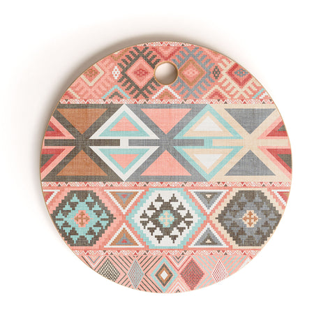 Becky Bailey Aztec Artisan Tribal in Pink Cutting Board Round