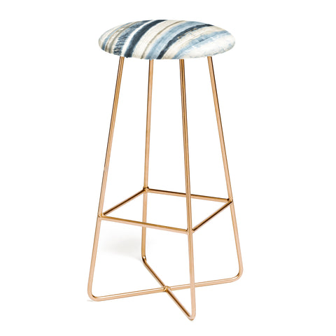 Becky Bailey Distressed Blue and White Bar Stool
