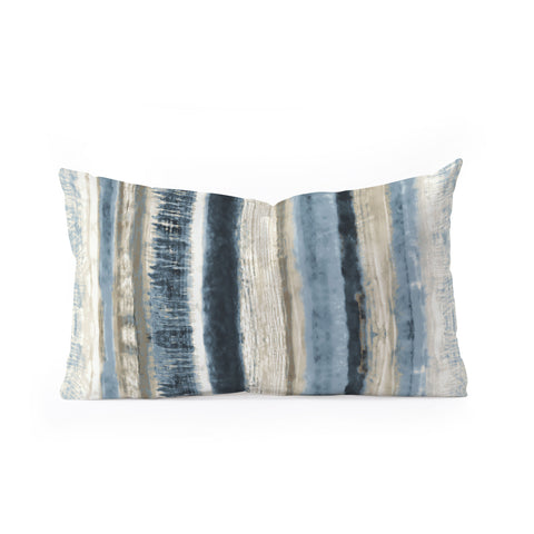 Becky Bailey Distressed Blue and White Oblong Throw Pillow