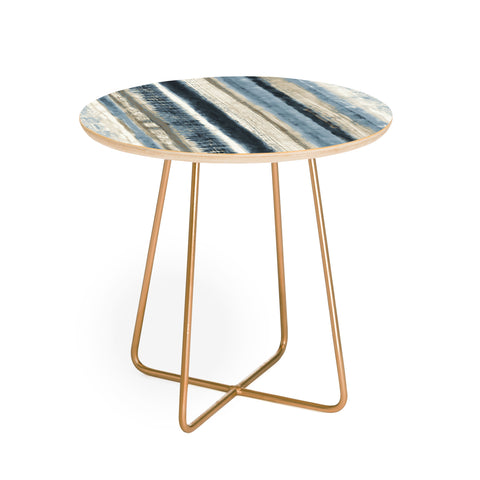 Becky Bailey Distressed Blue and White Round Side Table