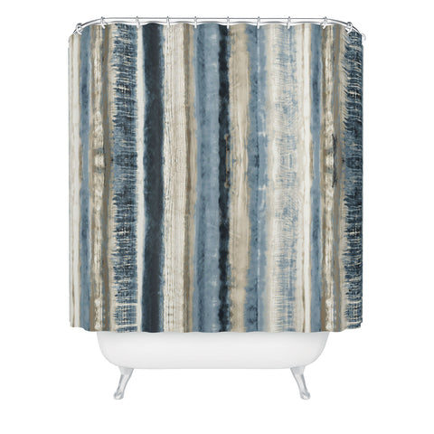 Becky Bailey Distressed Blue and White Shower Curtain