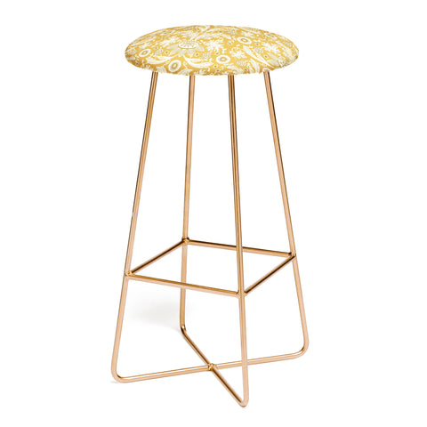 Becky Bailey Floral Damask in Gold Bar Stool