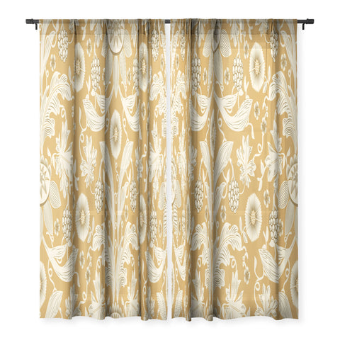 Becky Bailey Floral Damask in Gold Sheer Non Repeat