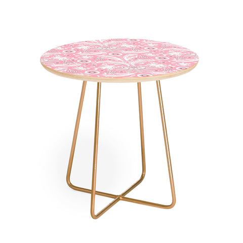 Becky Bailey Floral Damask in Pink Round Side Table