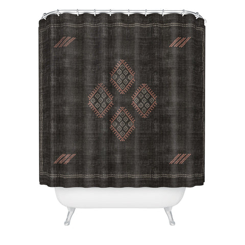 Becky Bailey Kilim in Black and Pink Shower Curtain