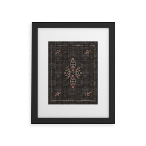 Becky Bailey Kilim in Black and Pink Framed Art Print