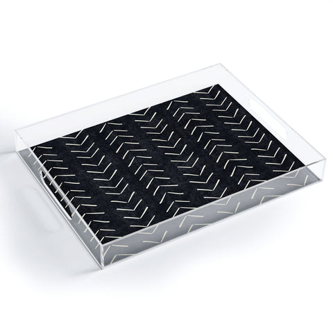 Becky Bailey Mud Cloth Big Arrows in Black and White Acrylic Tray