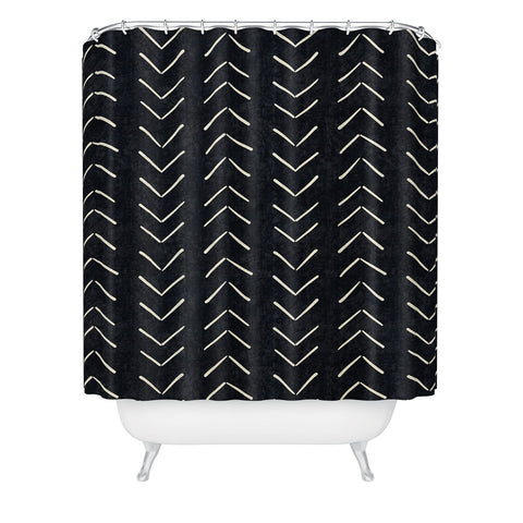 Becky Bailey Mud Cloth Big Arrows in Black and White Shower Curtain