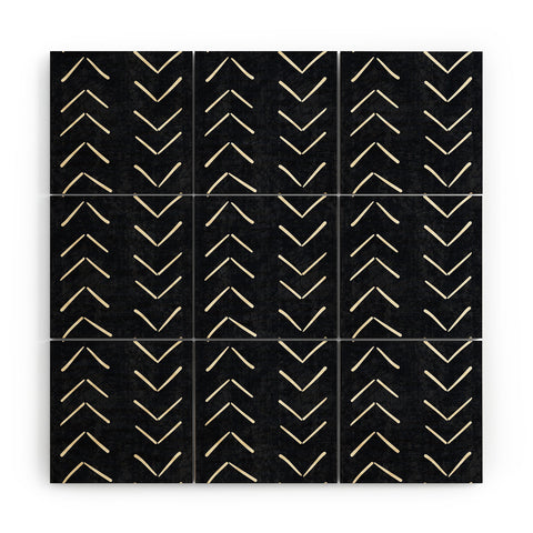 Becky Bailey Mud Cloth Big Arrows in Black and White Wood Wall Mural