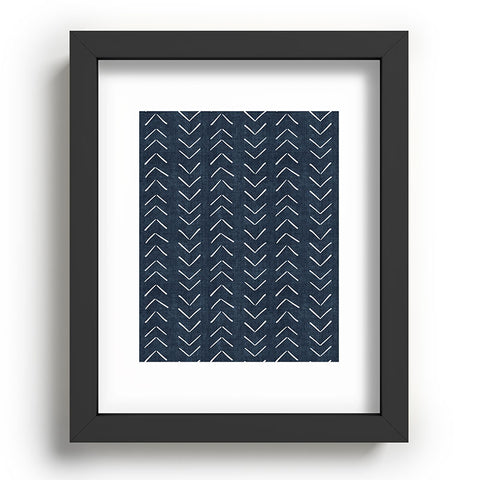 Becky Bailey Mud Cloth Big Arrows in Navy Recessed Framing Rectangle