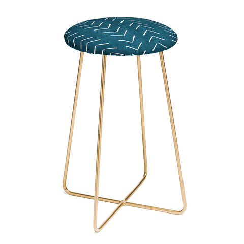 Becky Bailey Mud Cloth Big Arrows in Teal Counter Stool