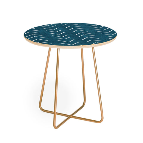 Becky Bailey Mud Cloth Big Arrows in Teal Round Side Table