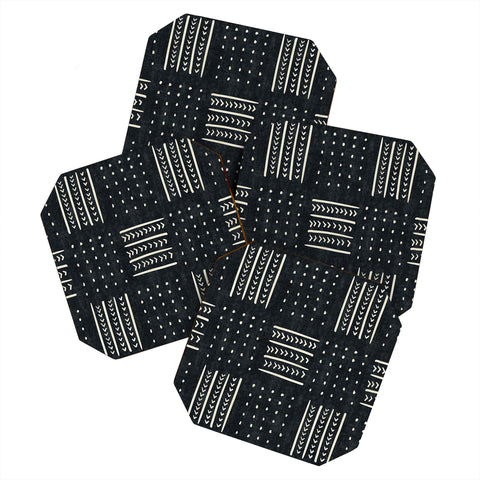 Becky Bailey Mud cloth in black and white Coaster Set