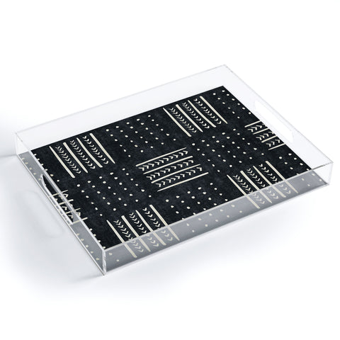 Becky Bailey Mud cloth in black and white Acrylic Tray