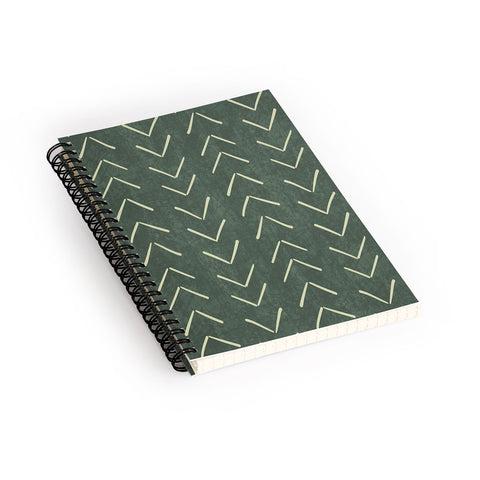 Becky Bailey Mudcloth Big Arrows in Leaf Green Spiral Notebook