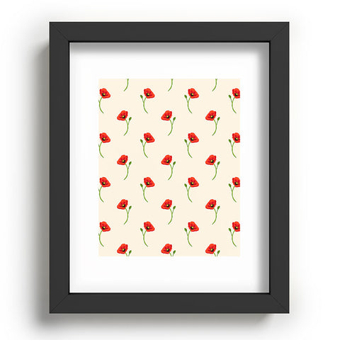 Becky Bailey Poppy Pattern in Red Recessed Framing Rectangle