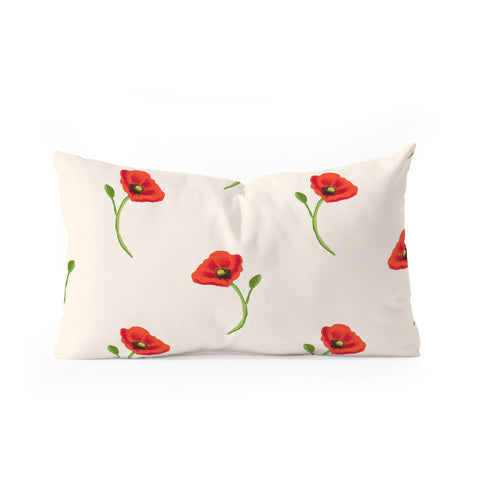 Becky Bailey Poppy Pattern in Red Oblong Throw Pillow