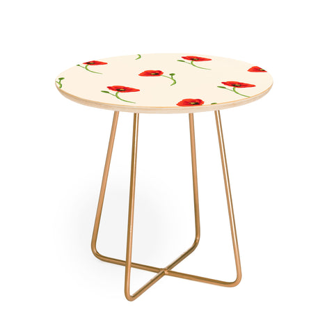 Becky Bailey Poppy Pattern in Red Round Side Table