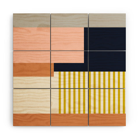Becky Bailey Sol Abstract Geometric Print i Wood Wall Mural