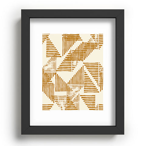 Becky Bailey Stripe Triangle Block Print Geometric Pattern in Orange Recessed Framing Rectangle