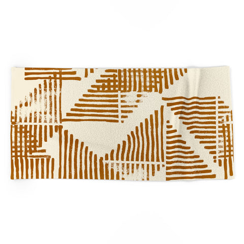 Becky Bailey Stripe Triangle Block Print Geometric Pattern in Orange Beach Towel