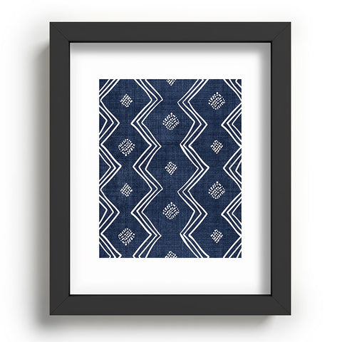 Becky Bailey Village in Navy Blue Recessed Framing Rectangle