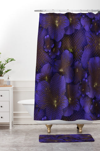Bel Lefosse Design Electric Blue Orchid Shower Curtain And Mat
