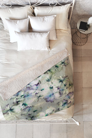 Bel Lefosse Design Flowers And Lines Fleece Throw Blanket