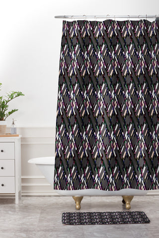 Bel Lefosse Design Lines And Diamonds Shower Curtain And Mat