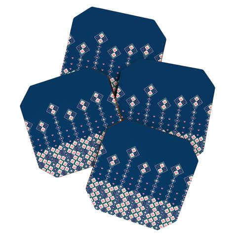 Belle13 Abstract Love Flowers Coaster Set