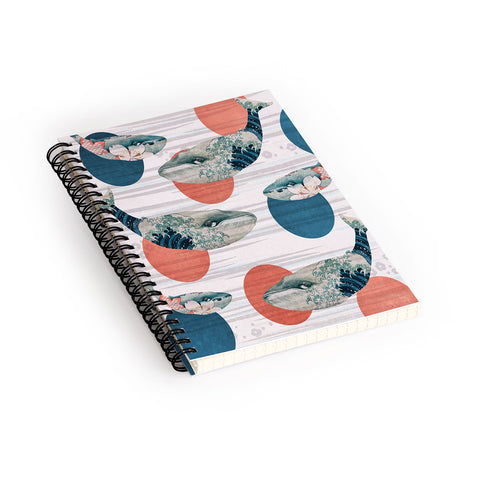 Belle13 Blue Whale Polka Spiral Notebook