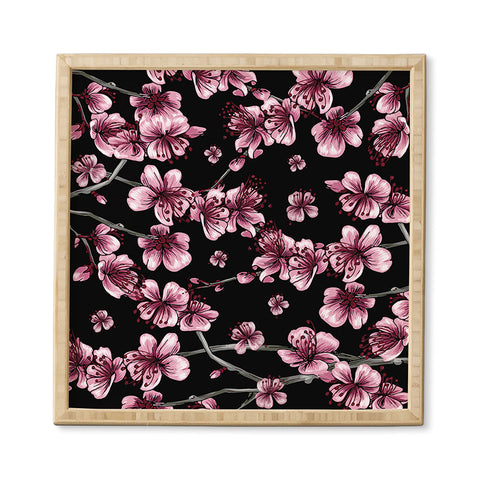 Belle13 Cherry Blossoms On Black Framed Wall Art