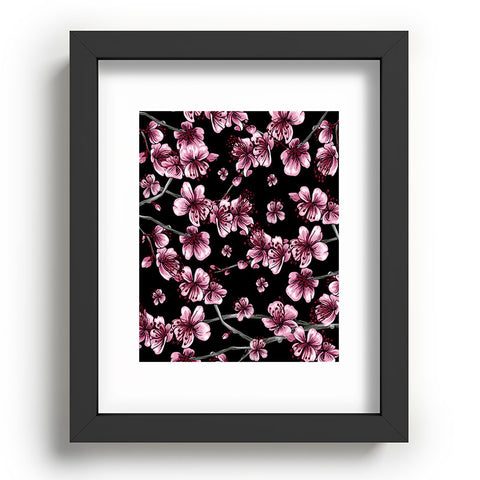 Belle13 Cherry Blossoms On Black Recessed Framing Rectangle