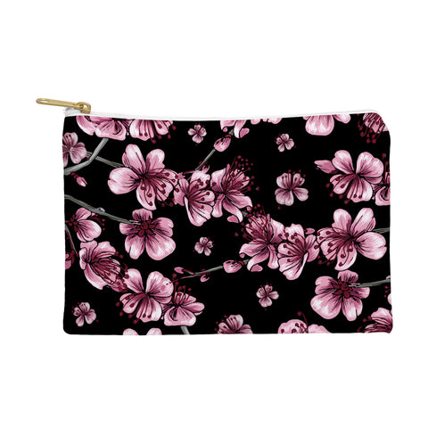 Belle13 Cherry Blossoms On Black Pouch