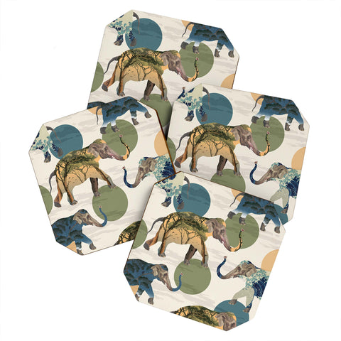 Belle13 Elephant Polka Coaster Set