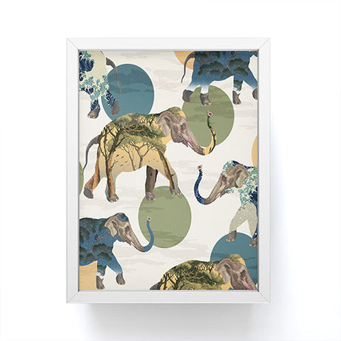 Belle13 Elephant Polka Framed Mini Art Print
