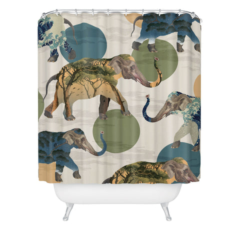 Belle13 Elephant Polka Shower Curtain