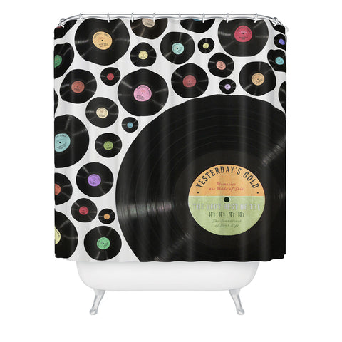 Belle13 Golden Oldies Vinyl Love Shower Curtain