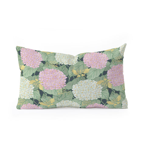 Belle13 Hydrangea And Butterflies Oblong Throw Pillow