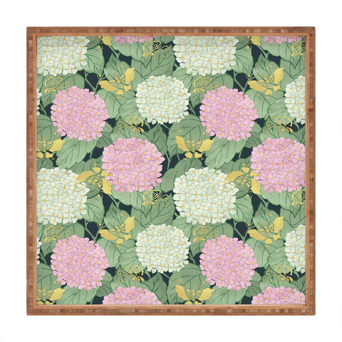 Belle13 Hydrangea And Butterflies Square Tray