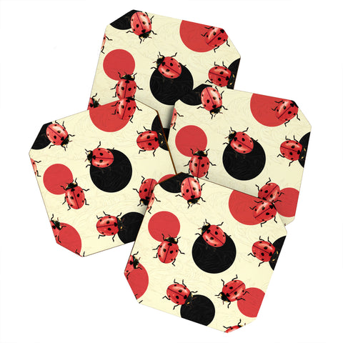 Belle13 Ladybird Polka Coaster Set