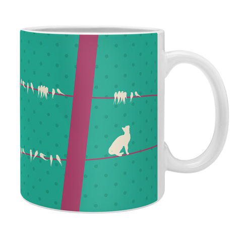 Belle13 Lollipop Cats And Birds On Wires Coffee Mug