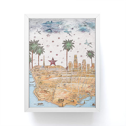 Belle13 Los Angeles Skyline Old Map Framed Mini Art Print