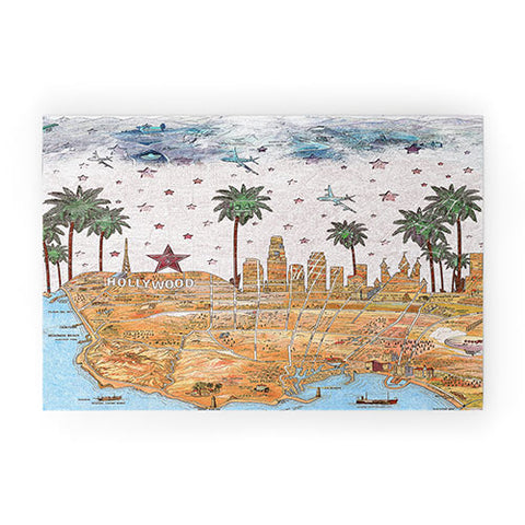 Belle13 Los Angeles Skyline Old Map Welcome Mat