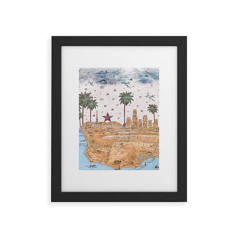 Belle13 Los Angeles Skyline Old Map Framed Art Print