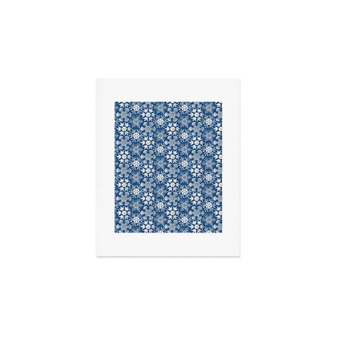 Belle13 Lots of Snowflakes on Blue Pattern Art Print