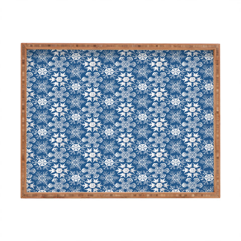 Belle13 Lots of Snowflakes on Blue Pattern Rectangular Tray